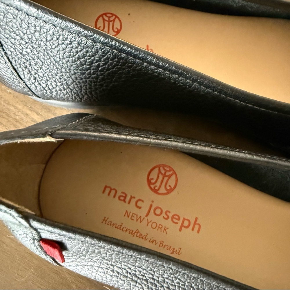 Marc Joseph NY Black Pebbled Leather Ballet Flats Bow Comfort Shoes Size 10 - Picture 3 of 7